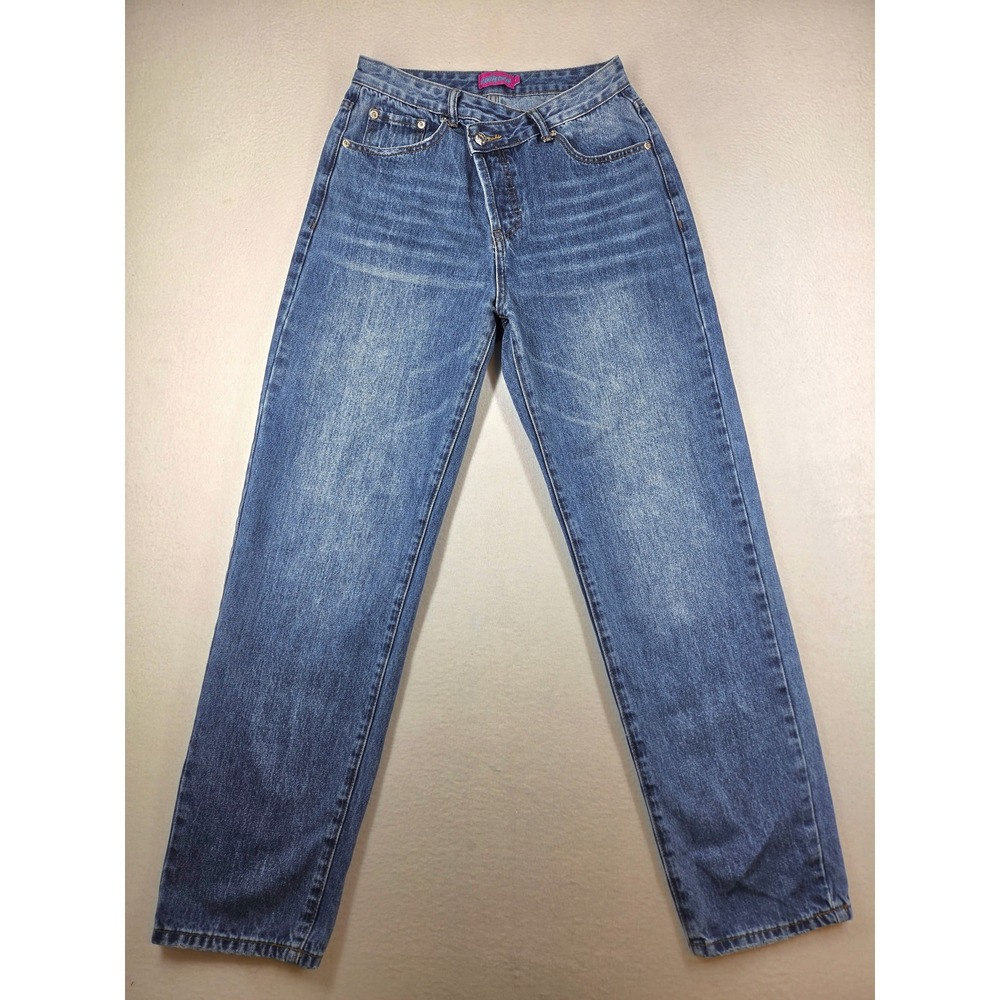 Edited Womens Blue Crossover Asymmetrical Button Fly Straight Leg Jeans Size S